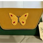 Handbag Republic Classic Clutch W/Gold Crossbody Strap Butterfly Accent 2 Tone Brown Photo 1