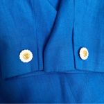 Oleg Cassini Vintage 80s  Blazer Jacket Bright Lapis White Trim Gold Lion Buttons Photo 7