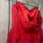Betsey Johnson Vintage Betsy Johnson Silk Tiered Bow Red Dress Womens Size 2‎ Y2K 90s Strapless Photo 3