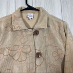 Focus Lagenlook Floral Corduroy Western Wear Boho Lightweight Layer Jacket Small Tan Photo 2