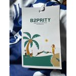 B2PRITY Navy White Tropical Floral Ruched One Piece Swimsuit Women's Small Blue Photo 2