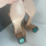 Stuart Weitzman  Nearly nude Sandal Block Heel Strappy Heels Like New‎ Size 12 Photo 10