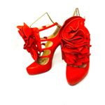 Christian Louboutin Dillian 120 Orange/Red Floral Leather Platform Heels EU 37 Photo 7
