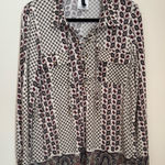 BCBGMAXAZRIA  Boho Paisley Geometric Lace Up Blouse Size Large Dressy Casual Top Photo 0