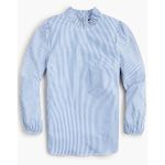 J.Crew  Organic Cotton Long Sleeve Ruffleneck Top Stripe Blue Size‎ XS Photo 1