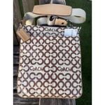Coach NWT ‎ Brown Coated Canvas Leah Op Art Swingpack 42420 S Photo 2