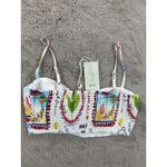 Joie NWT ‎ White Summer Vibe Print Tie Front Sleeveless Crop Top Size 8 Boho Y2K Photo 3