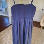 Old Navy  100% Cotton Midi Dress Navy Blue Smocked Cottagecore Prairie Coastal XL Photo 0