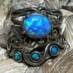 Israeli Artisan Blue Opal Ring in Silver Setting Photo 0