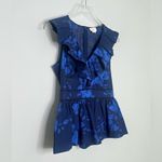Kate Spade New York Blue Hibiscus Ruffle Neck Sleeveless Cotton Blouse Size 2 Photo 4