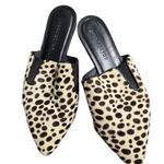 Jenni Kayne Pony Hair Leopard Print Mules Size: 38 Brown Size 8 Photo 0