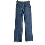 ZARA  Distressed Ripped High Rise Wide Leg Raw Hem Denim Blue Jeans Size 6 Photo 5