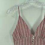 Cotton Candy LA  Red Striped Button Front Peplum Hem Cropped Top Size Small Photo 7