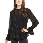 Ann Taylor NWT Sheer Clip Polka Dot Blouse Shirt Photo 0