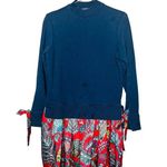 La Double J Blue Floral Long Sleeve Crewneck Tie Sleeves Sporty Dress Size Small Photo 3