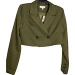 Vestique  NEW Desi Olive Green Crop Blazer Small Button‎ Closure Photo 0