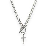 Cross Pendant Necklace for Men Women Streetwear Punk Hip Hop Unisex Style Silver Photo 0