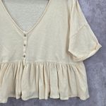 Urban Outfitters  Pink Ruffle Button Short Cropped Oversized Blouse Top S Small Photo 3