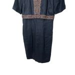 Vintage Carole Little Dress Womens Dress Linen Embroidery Black Size 8 Photo 2