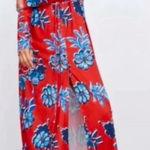 ZARA NEW NWT  Red Floral Print Long Sleeve Midi Dress‎ Small Button Down Belted Photo 0