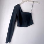 Princess Polly Brianna Black One Shoulder Long Sleeve Ribbed Crop Top 10 Photo 6