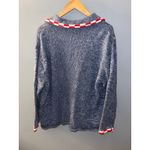 Patriotic USA Flag Bear Stars Grandpa Cardigan Sweater Blue Size L Photo 3