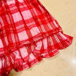 PINK - Victoria's Secret PINK VICTORIA’S SECRET Flannel Pajama Shorts  Red Pink Silver Plaid Ruffle SMALL Photo 4