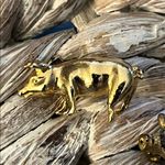 Camco Gold Tone Lapel Pin and Black Pig Brooch Set Photo 2