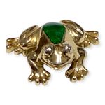 Vintage Avon Frog Pin Brooch Gold Tone Green Enamel Signed Jewelry Photo 6