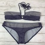 Comptoir Des Cotonniers Blue Polk A Dot Bikini L Swim Swimsuit Printed Halter Size L Photo 0