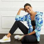 HILL HOUSE Allie Full Zip Hooded Jacket Blue Ocean Kaleidoscope Size Small Photo 0