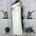 Poof! On The Road oversized Sweater Dress Cowl Neck Open Back Bow Cream sz S Photo 3