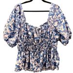 Gap Milkmaid Floral Top Blue XLT Photo 0