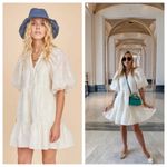 Hunter Bell Gaille Puff Sleeve Mini Dress in Ivory Floral Jacquard Size Medium Photo 2