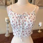 SheIn White Floral Flirty Crop Top Spaghetti Strap Photo 2