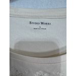 Studio Works Women's ‎ Embellished Cream Long Sleeve Cotton Top Blouse Size Large Photo 1