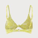 BERLOOK Floral Jacquard Knot Bikini Top ONLY 32 Yellow Photo 5