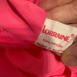 Vintage Neon Pink Nylon Robe Housecoat sz M Floral Embroidery Long MCM grandma Size M Photo 9