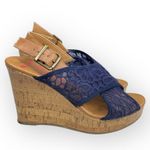 Jellypop Peaches Lace Platform Slingback Wedge Heel Espadrille Sandal Navy Photo 2