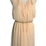 No Boundaries  Sleeveless Chiffon Dress XL Blush Peach Belt Lined Lace Up V Neck Photo 0