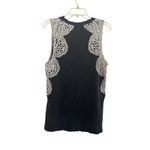 Free People  Medium Black Oversized Crochet Trim Graphic Muscle Bulls Eye Tee Photo 3