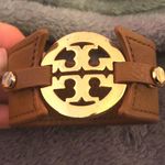 Tory Burch Brown Logo Buckle Leather Bracelet  Photo 0