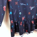 Sllsky Western Dress Navy Ruffle Hem Small S Red Photo 2