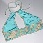 Beach Bunny NWOT  Blue & Gold Tropical HalterNeck Keyhole Bikini Top & Bottom Set Photo 5