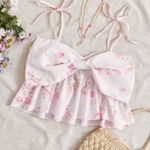 light pink bow floral top Size M Photo 0