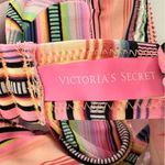 Victoria's Secret Victoria’s Secret The Beach Bandeau Pink Multicolor Stripe Tassel Bikini 36D Photo 6