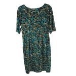 Dressbarn Dress Faux Wrap Short Sleeve Pleated Geometric Blue Green 14 Photo 1