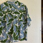 Trovata Birds of Paradise 100% Linen Blue Green Tropical Short Sleeve Small Top Green Photo 13