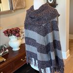 Bandolino  Denim Acrylic Poncho Womens PM  Sweater Purple Gray Stripe Cowl Neck Photo 10