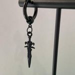 Titanium Steel Dagger Dangle Drop Earrings for Men Women,Punk Hip Hop Earrings Black Photo 4